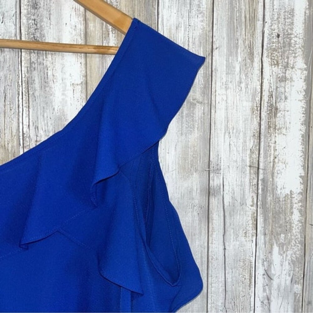 Umgee Cobalt Blue Ruffle Open Sleeve Blouse - Picture 5 of 6